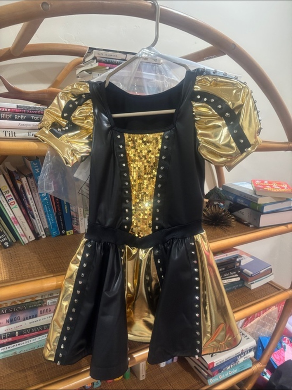 Weissman Black and Gold Sequin Dance Costume Dress
